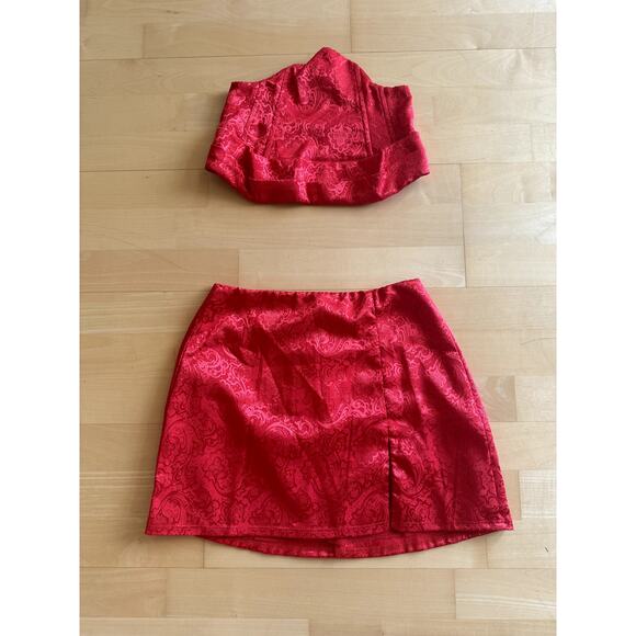 Lucy in the Sky Red Two-Piece Set Red Skirt - Picture 1 of 3